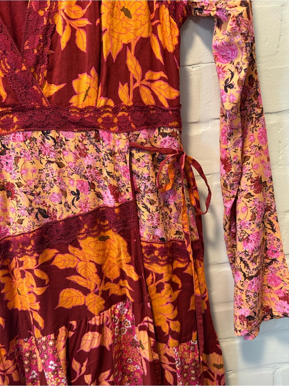 Free People Tilda Femme Combo Floral Faux Wrap Maxi Dress Size Small - Picture 11 of 13
